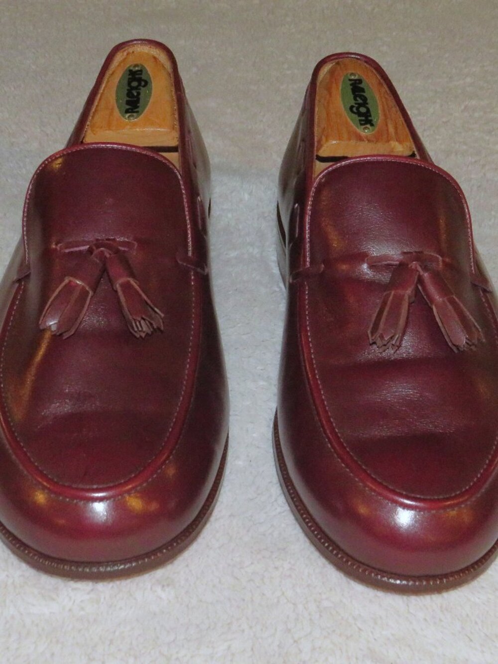 E. Vogel Bespoke Burgundy Moccasin Tassel Loafers 11 EE